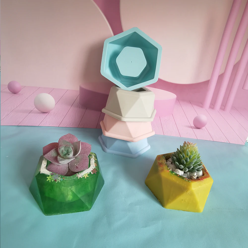 

DIY Geometric Polygonal Silicone Flowerpot Mold Ceramic Clay Crafts Mould Epoxy Resin Concrete Molds Candle Pot Mold