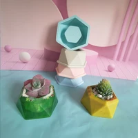 diy geometric polygonal silicone flowerpot mold ceramic clay crafts mould epoxy resin concrete molds candle pot mold