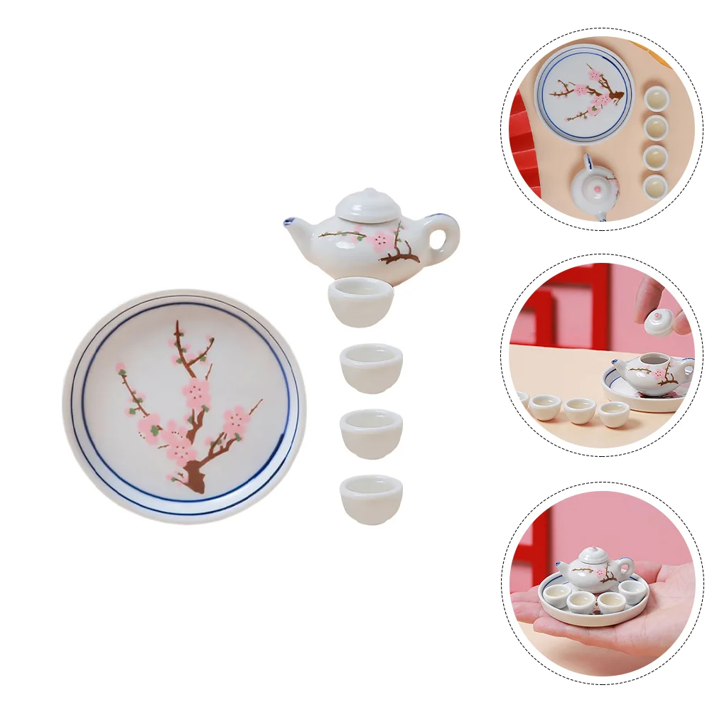 

1 Set of Delicate Mini Tea Kettle Decoration Miniature Tea Ware Decorations