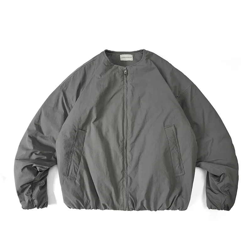 Хлопковое пальто из смеси шерсти в городском стиле с круглым вырезом