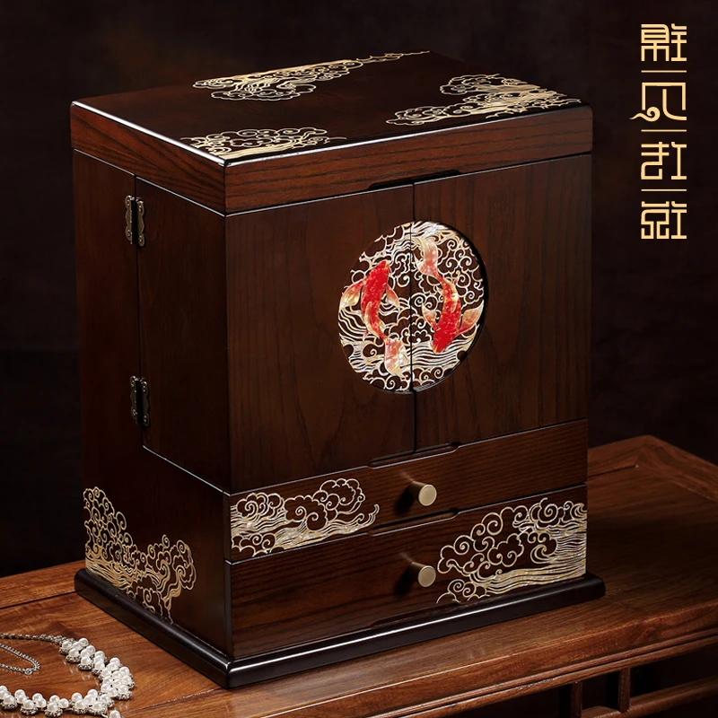 

Snail Jinbei Large-Capacity Cosmetics Storage Household Drawer Dresser Table Solid Wood Jewelry Box