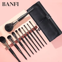 banfi black makeup brushes set natural goat hair brushes foundation powder contour eyeshadow makeup brush set brochas maquillaje