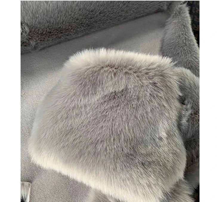 Short Hooded Fur Coat Women's Autumn Winter New Imitation Fox Fur Splicing Long Sleeved Faux Fur Coat Chamarras Para Mujer