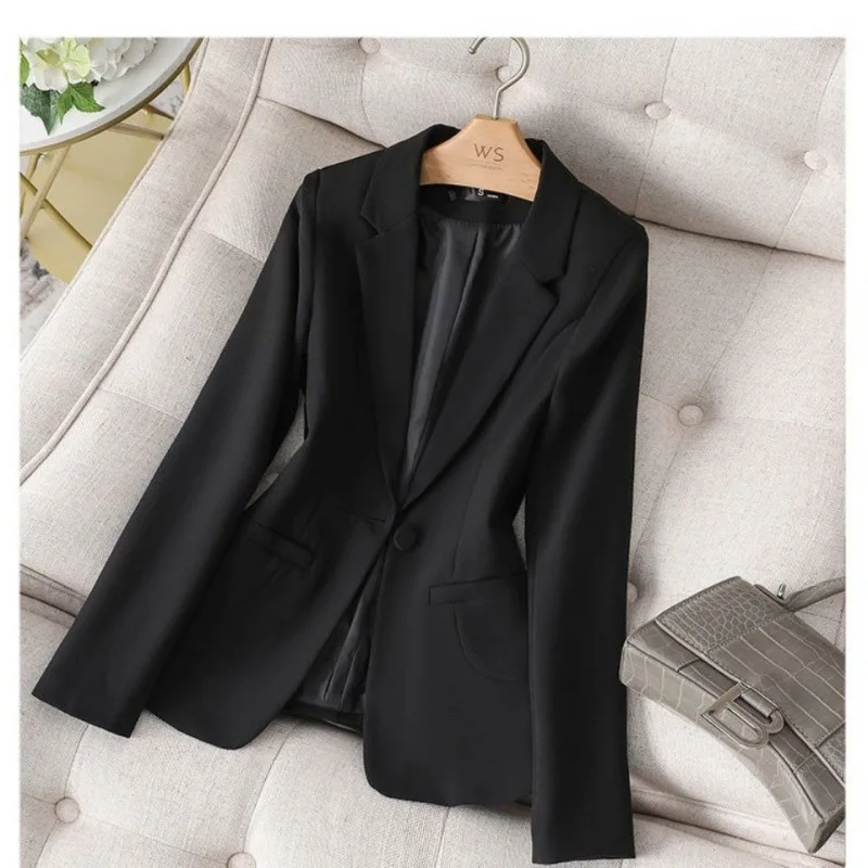 2023 Spring/Summer New Suit Coat Women's Leisure Long Sleeve Spring/Autumn White Waist Wrap Versatile Fit Short