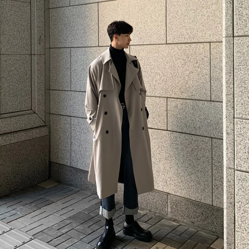 Autumn New Long Trench Korean Windbreaker Men's Cape Casual Trend Handsome Loose Trench Slim Coat Man Clothing Manteau Homme