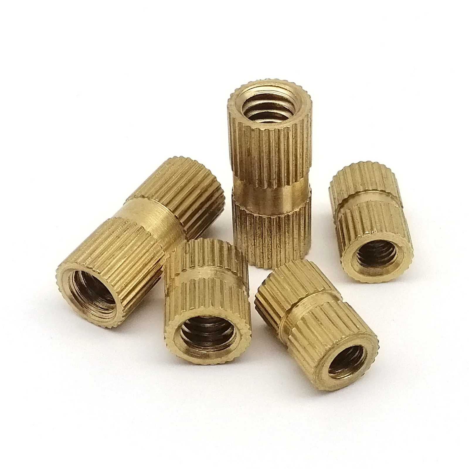 10pcs US Standard 4#-40 6#-32 8#-32 10# 1/4-20 Solid Brass Copper Hot Melt Adhesive Injection Molding Knurl Embedded Insert Nut