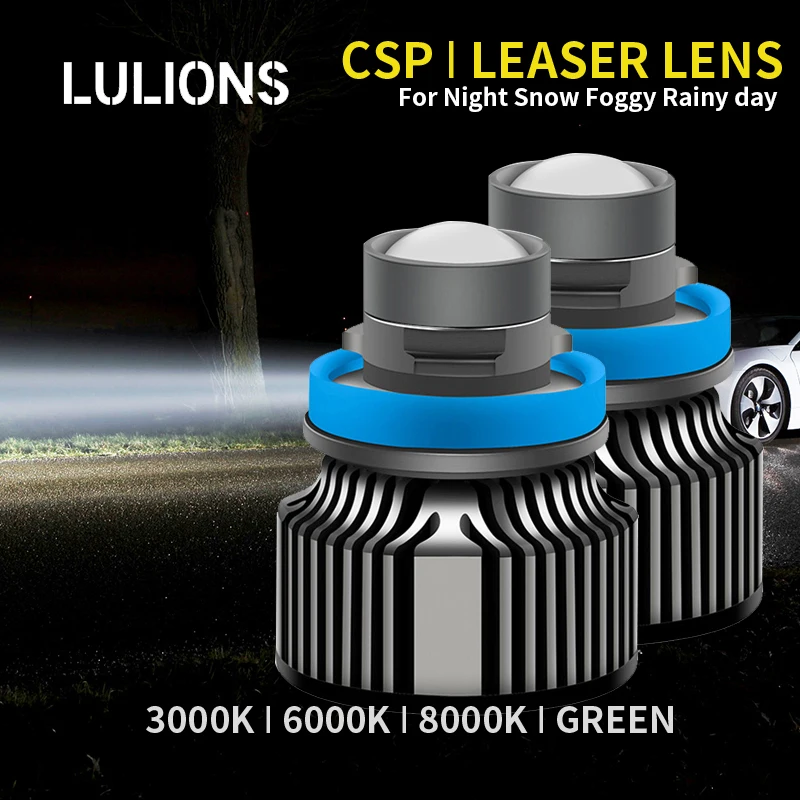 Лазерная линза H7 H11 светодиодная противотуманная лампа H8 H9 9005 9006 HB3 9006 HB4 CSP 8000K 6000K 3000K Turbo фары для автомобиля 12 В 24 В