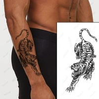 waterproof temporary tattoo sticker black realistic tiger line totem design fake tattoos flash tatoos arm body art for women men