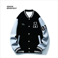 Letterman School Team Baseball Uniform Loose  Men's Sports 4XL Jackets Coat  Pu Leather Stitched American Spring