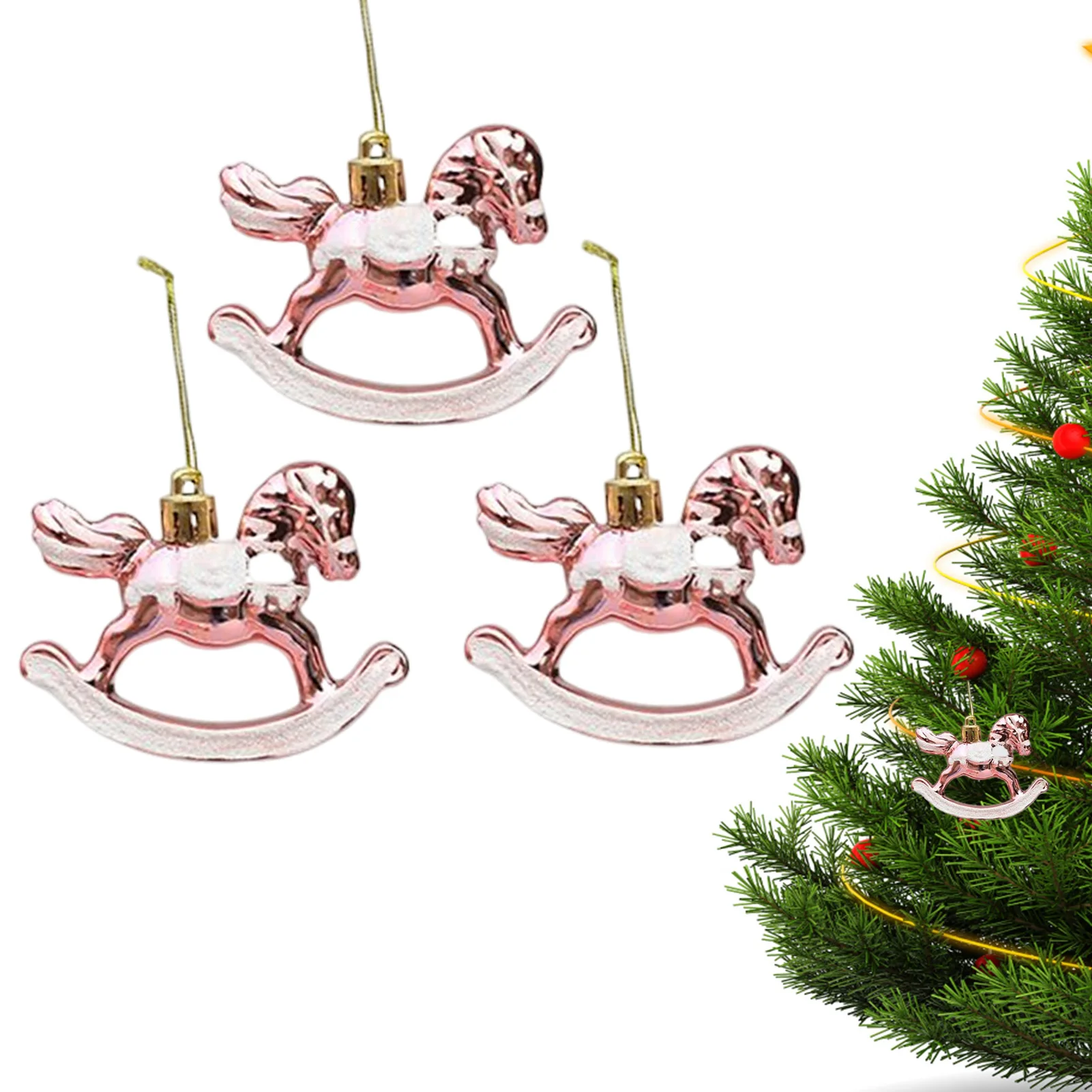 

Рождественский орнамент лошадка-качалка 3 шт.