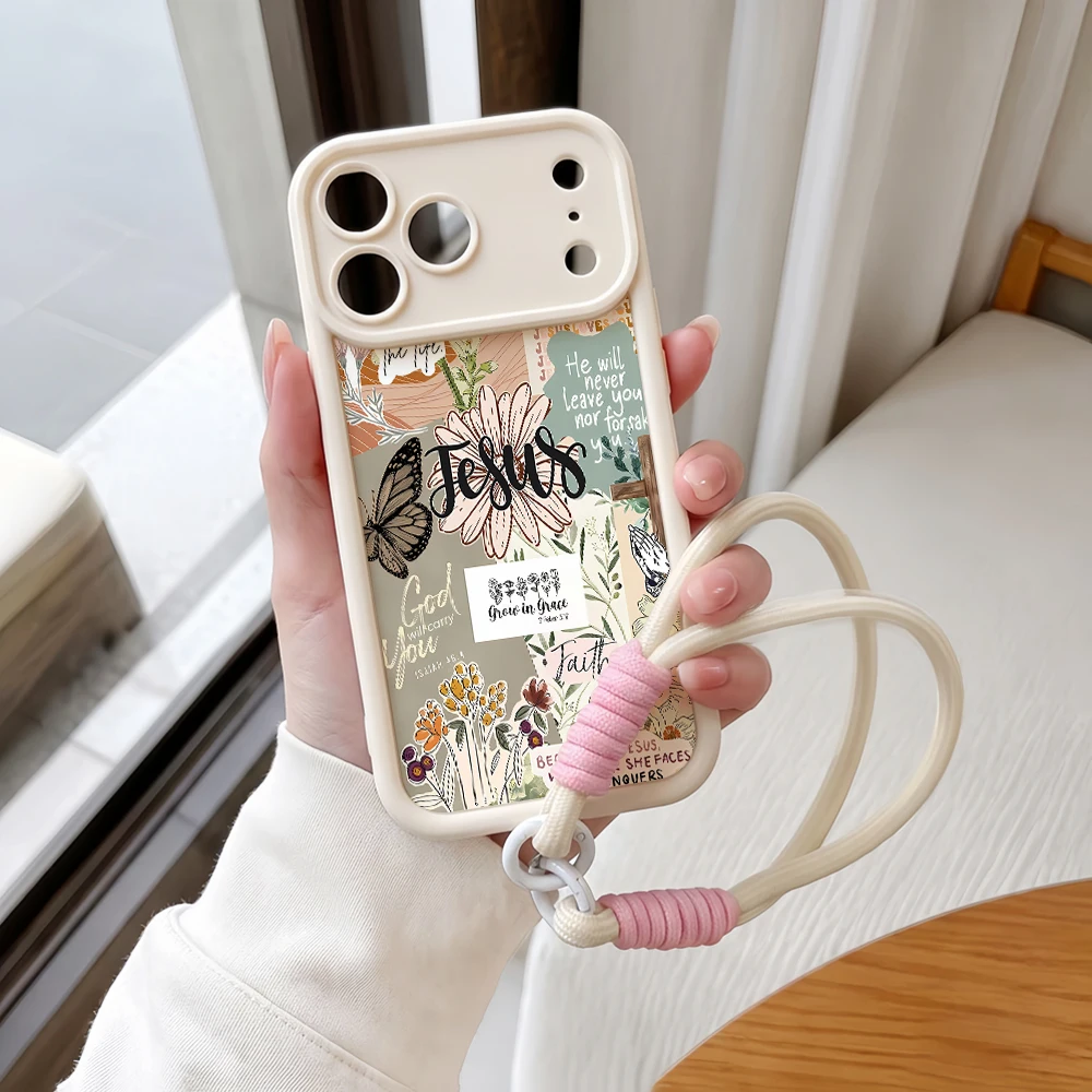 Фото Чехол для телефона с коллажем Иисуса, христианский, из ТПУ, для iPhone 17, 15, 13, 11, 12, 14, 16, 17 Pro Max, 7, 8 Plus, XR, 16e, с ремешком, силиконовый чехол №1