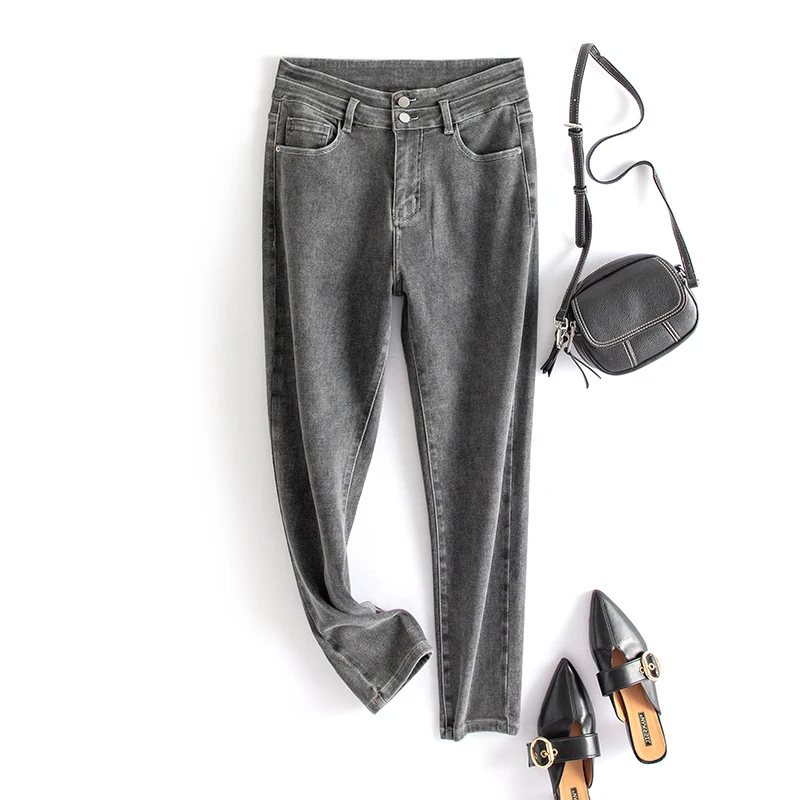 2022 CurveSize LEIJIJEAN Spring and Autumn high waist women jeans lady harem Slim 6XL 100 KGS women boyfriend 7XL 8XL mom jeans