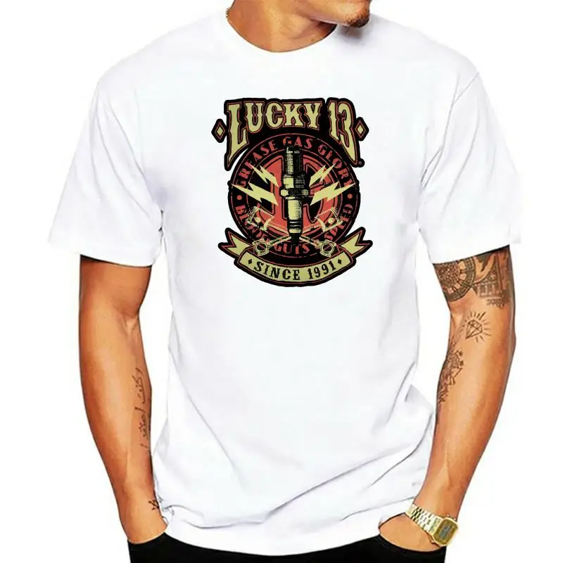 

O Neck Shirt Plus Size T Shirt Authentic Lucky 13 Amped Grease Gas Glory Blood Guts T Shirt M L Xl Xxl 3Xl New 033387