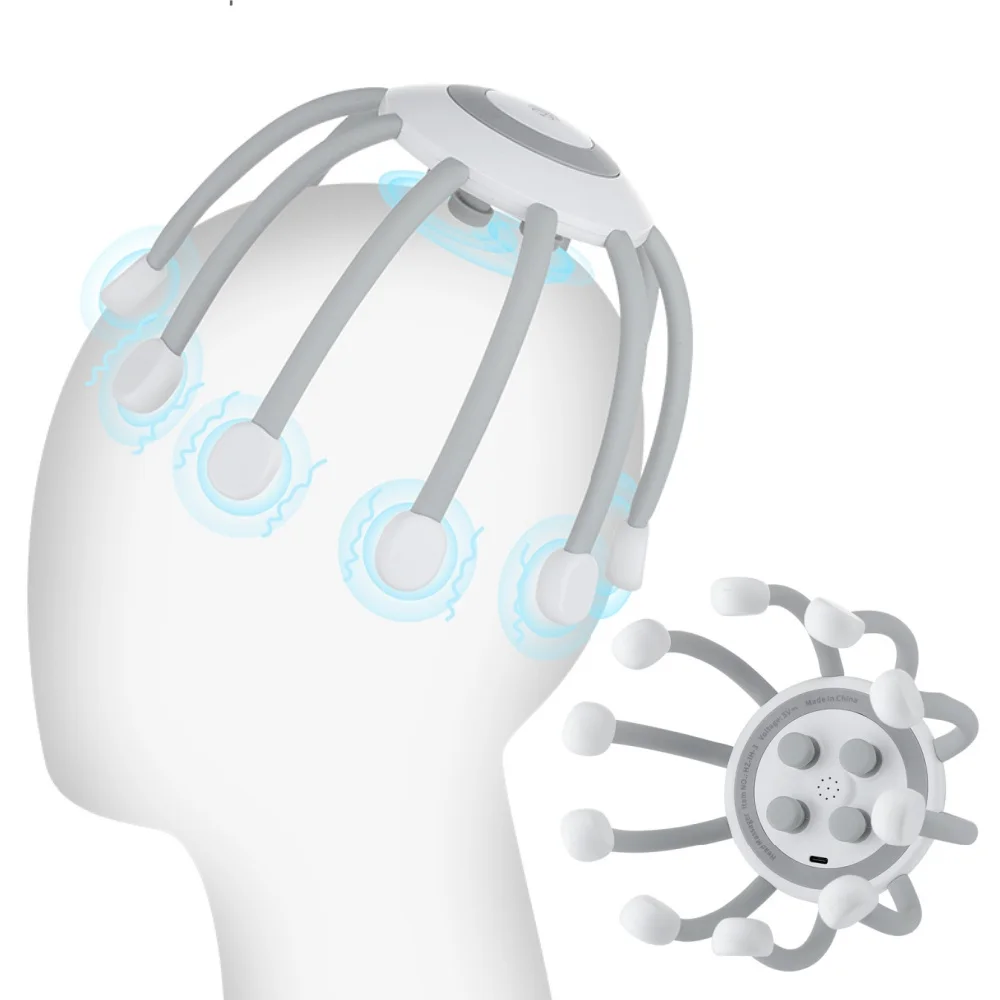 

10 Claws Electric Scalp Massager Octopus Head Scratcher Health Migraine Stress Relief Cap Vibration Stimulator for Hair Growth