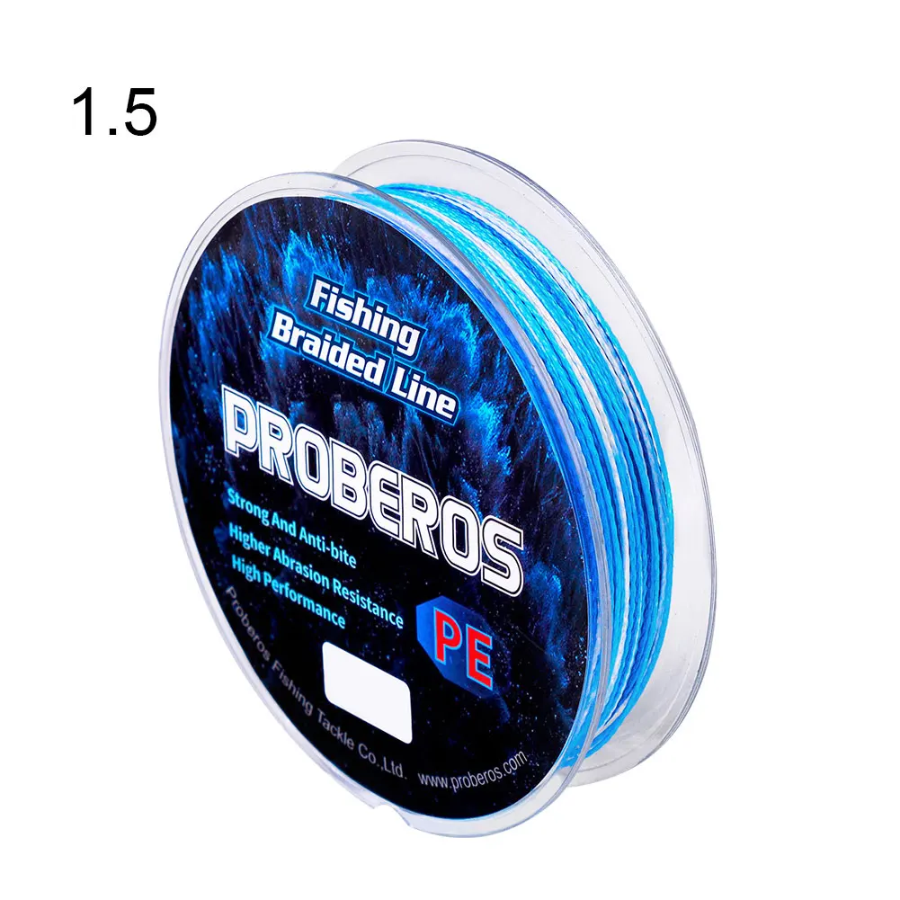 

100m Anti Bite Super Strong Fishing Line 4 Strands Braided 10LB To 60LB PE Accessories Camouflage Blue Portable Multifilament