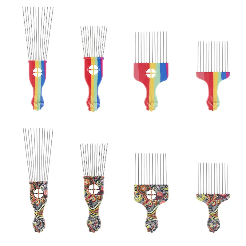 

4 Sizes Black Fist Afro Metal Comb African Pick Hair Comb Brush Salon Hairdressing Hairdresser Fork Comb Hair Care Styling Tools