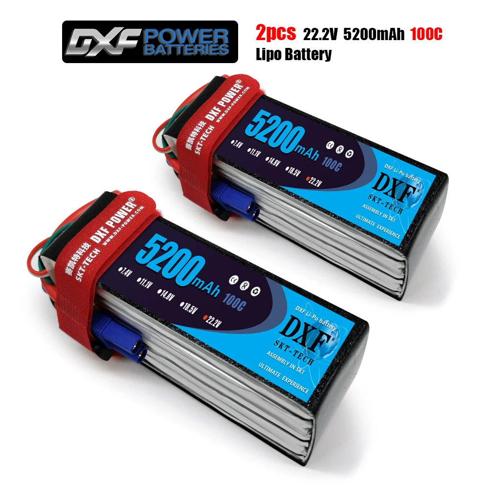 2PCS DXF 7.4V 11.1V 15.2V 14.8V 22.2V 2S 3S 4S 6S 5200Mah 6300Mah 6500mAh 6200mAh 6750mAh 8000mAh 7000mAh Lipo Batteries for car