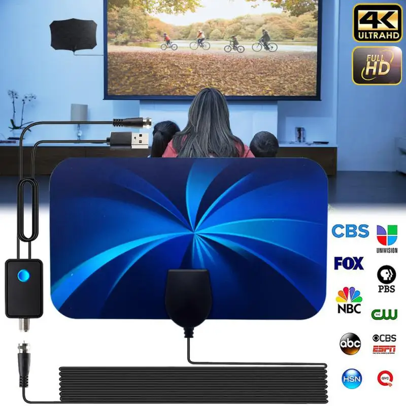 

Tv Antenna High-definition Free Hd Channels Digital Tv Antenna Ground Wave 4k Tv Adapter Tv Device Indoor Tv Antenna 1080p Black