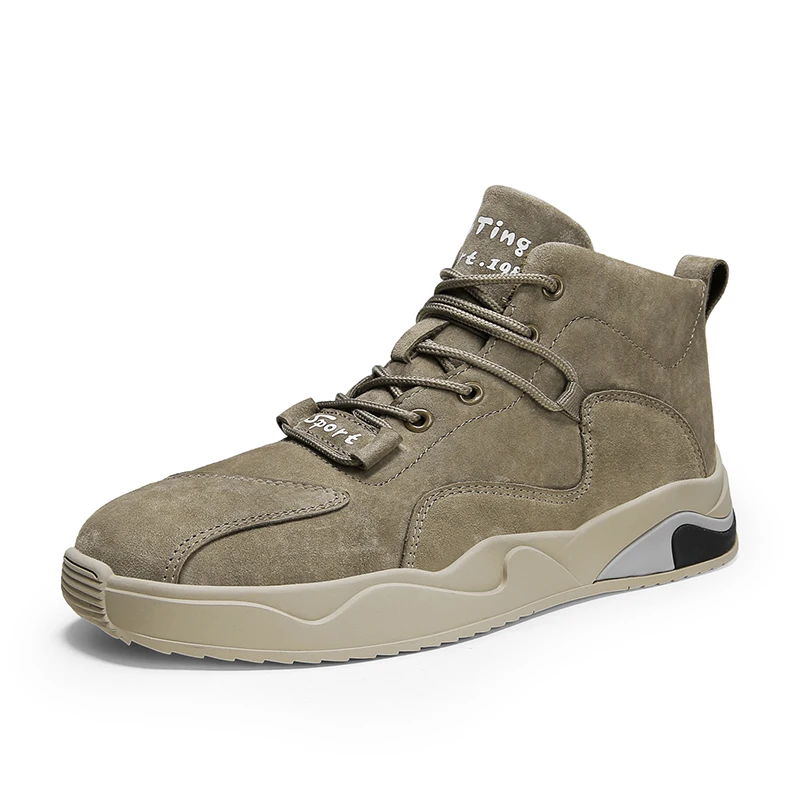 

Luxury Suede Leather Men's Casual Shoes Outdoor Lace Up Men's Ankle Boots Walking Slip Resistant Rubber Bottom Male Boots