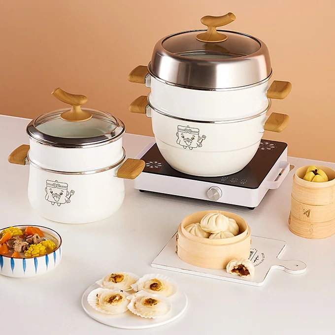 

Multi Food Steamer Cooker Rice Noodle Roll Egg Cookware Milk Dim Sum Manual Steamery Boiler Wok Induction Cucina Cooking Pot