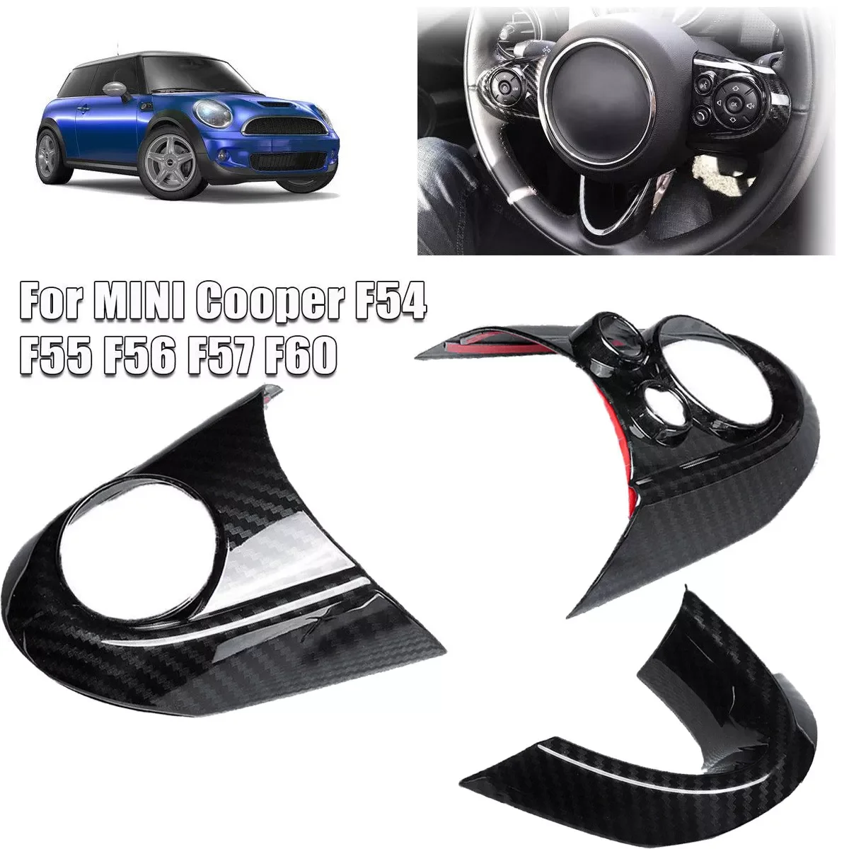 

3 шт., накладки на руль из углеродного волокна для BMW MINI Cooper F54 F55 F56 F57 F60