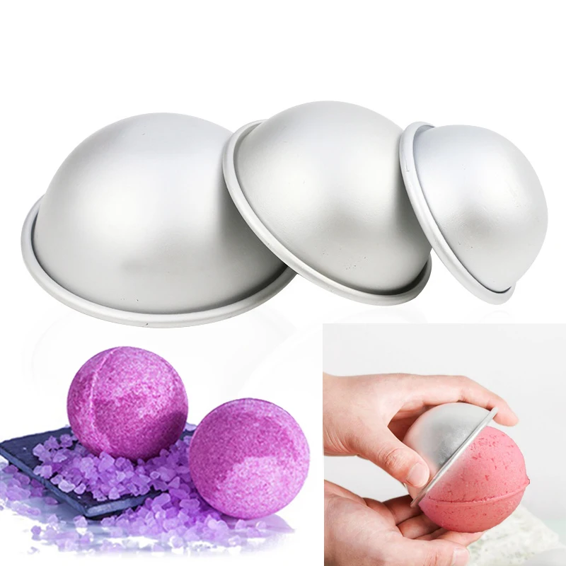

2PCS Round Aluminium Alloy DIY Soap Bath Bomb Molds Salt Ball Homemade Crafting Gifts Semicircle Metal 3D Sphere Shape 3 Size