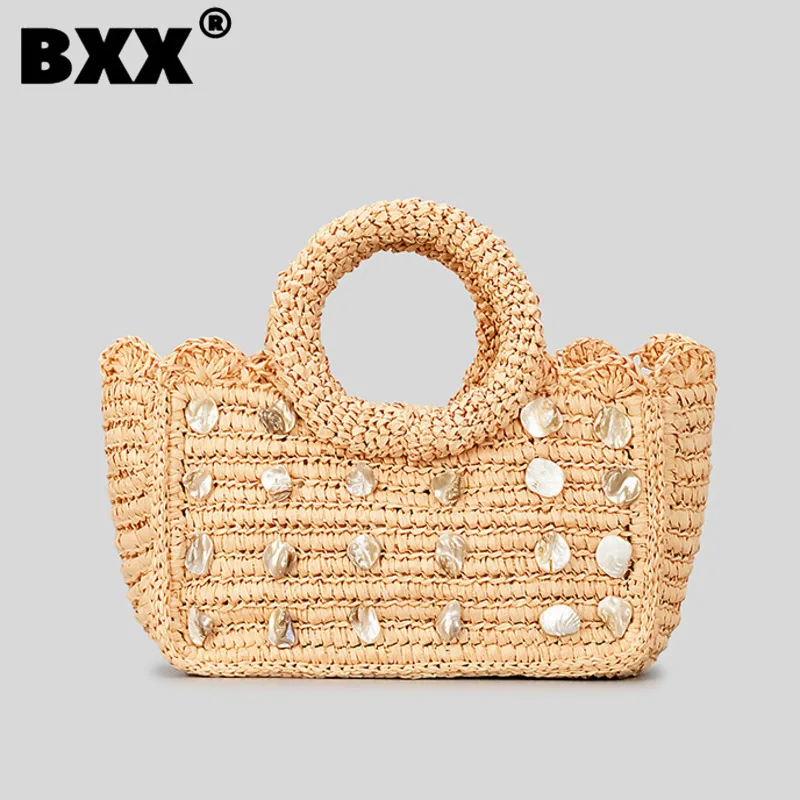 

[BXX] New Fashion Knitting Handbag For Women's 2023 Hollow Out Versatile Protable Woven Holiday Wallet Trend Female Bag 8P0153