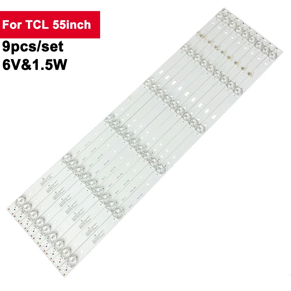 

6V Led Backlight TV 6 Lens For TCL Rowa 55inch JS-D-JP5510-A61EC 9Pcs/Set Led TV Backlight Repair E55DU1000