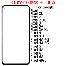 Outer Glass For Google Pixel 7 6 Pro 5A 4A 5G 3A 3 2 XL Touch Panel Glass With OCA Outer LCD Display Touch Panel