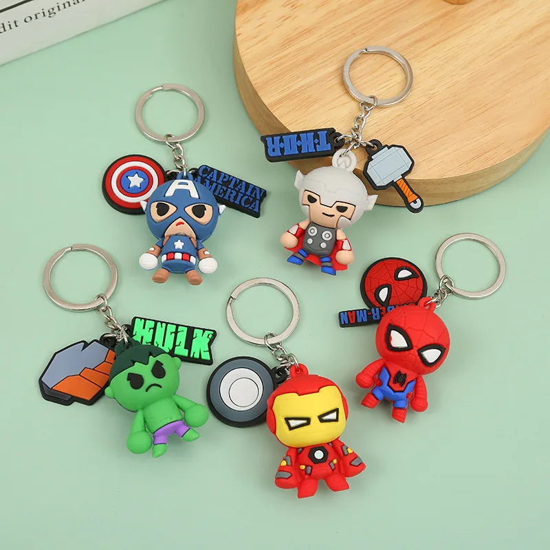 

Disney Marvel Super Hero Iron Man Spider Man Hulk Thor Captain America Thor Keychain Pendant Bag Accessories figure Key Chain