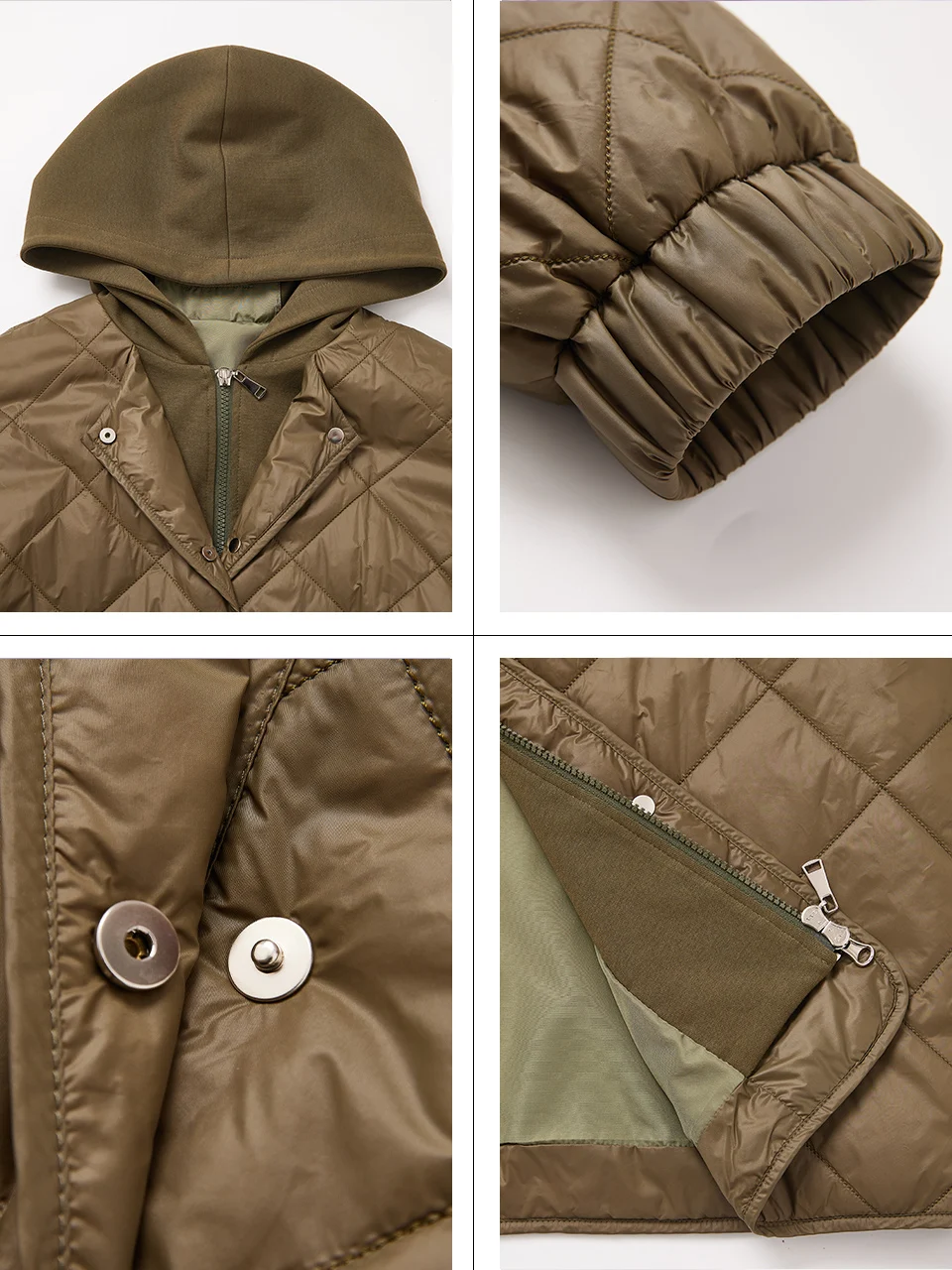 ZIAI 2023 NEW Women's spring jacket Hooded Casual Thin Cotton Fake two pieces zipper button Two-layer placket coat women ZM-7576