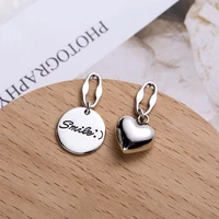 fashion simple silver color asymmetric round heart earrings for women holiday gift vintage gothic jewelry accessories wholesale