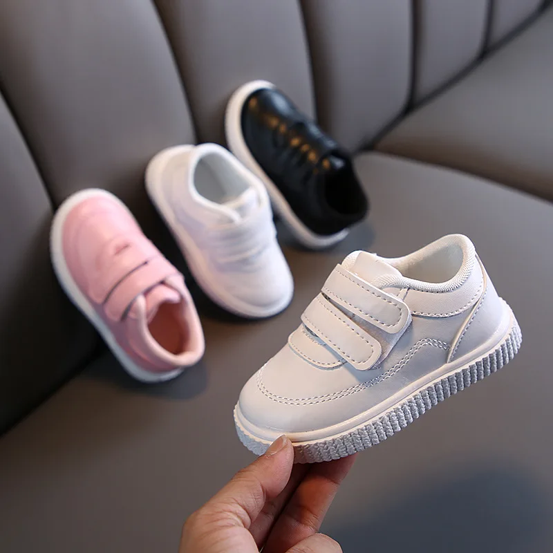 Boys Shoes Girls Trainers Children Leather Shoes White Black