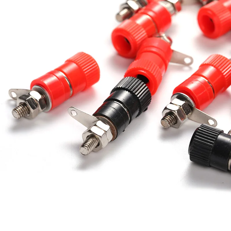 

10pcs Socket Terminal Blocks (5pcs Black + 5pcs Red) JS-910B JS-919 4mm Amplifier Connector Binding Post Banana Plug Jack Mount