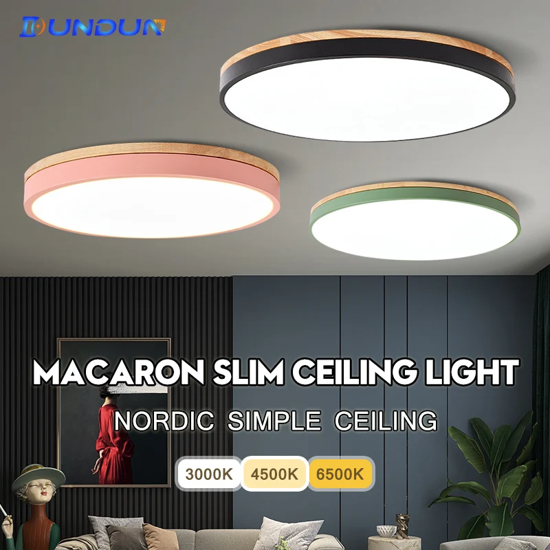 

Dundun Led Ceiling Light Living Room Bedroom Light Wooden Frame Ceiling Lamp Corridor Balcony Light or Living Room Lighting