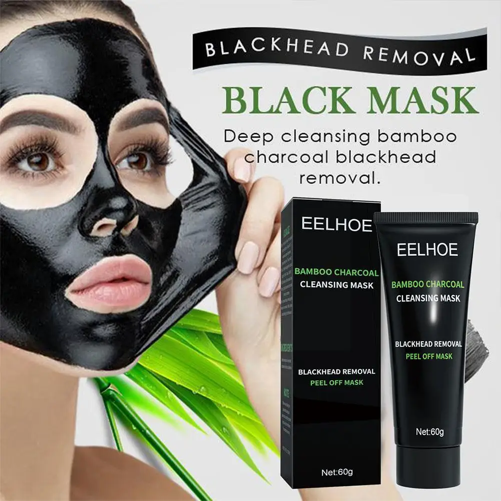 

60g Activated Carbon Black Facial Purifying Peel Off Pimple Mask Blackhead Remover Nose Deep Treatment Strips Cleansing Acn E4P1