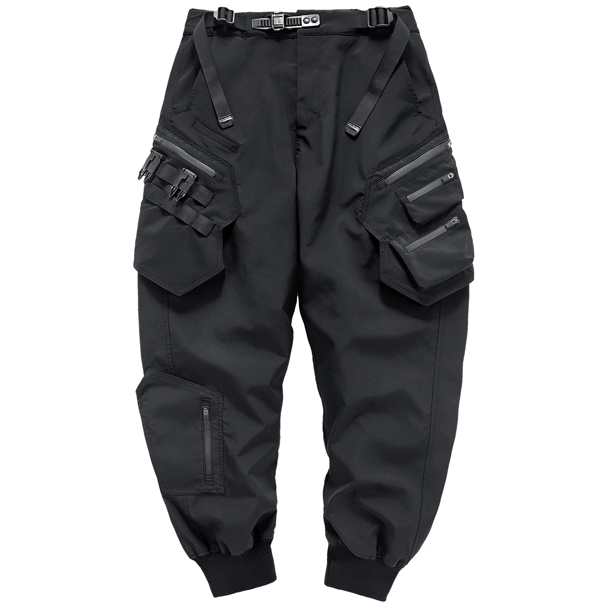 Men Tactical Cargo Pants Fashion Functional Multi Pockets Trousers Hip Hop Streetwear Bomber Pants Techwear Black WB764