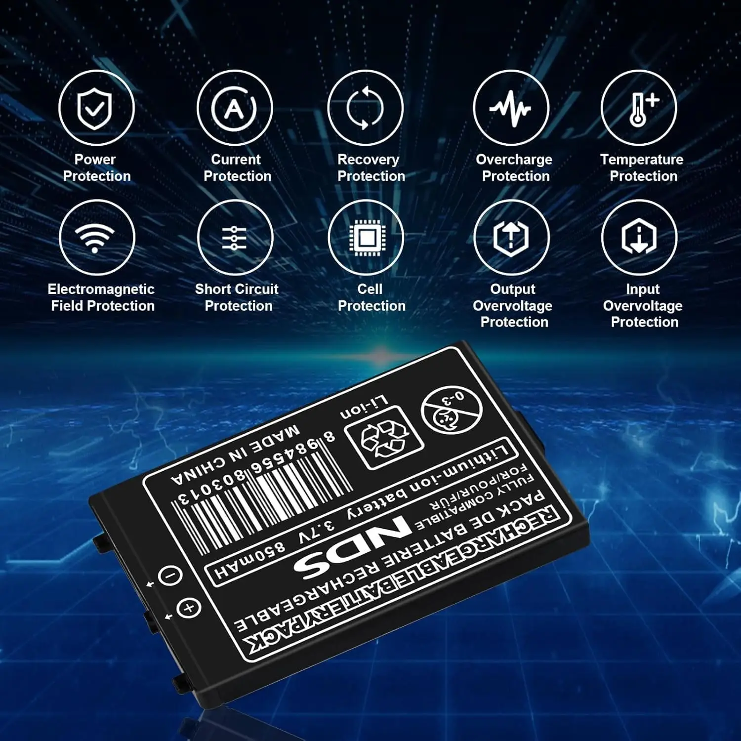 Аккумулятор NTR 003 литиевый перезаряжаемый 3.7V 850mAh, комплект NTR-003 для игровой консоли Nintendo NDS, сменные батареи NTR003 (art.: 3920da674145a) - 3920da674145a