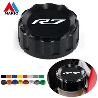 motorcycle cnc brake reservoir fluid tank cover front oil cup cap moto green red for yamaha yzfr7 yzf r7 logo yzf r7 2021 2022