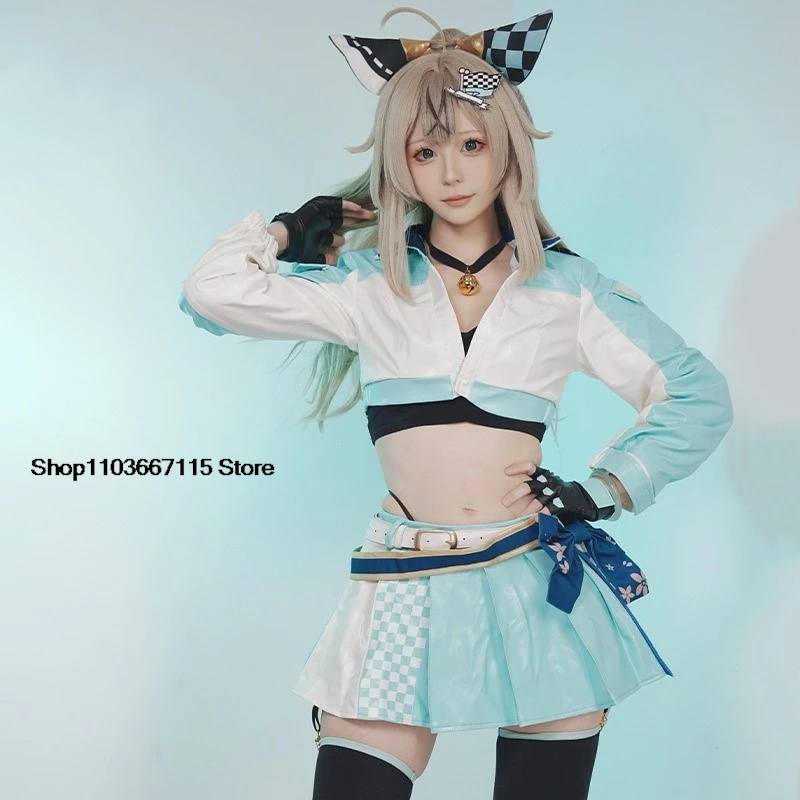 Косплей Кирара гоночная форма уши чулок парик комплект игры Genshin Impact косплей