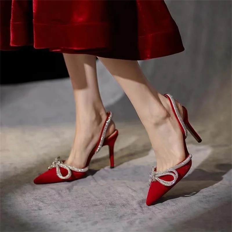 

2021 Summer Rhinestone High Heels Sandals Women Cross Strap Stiletto Sexy Shoes Women Fashion Ladies Shoes Sandalias De Las Muje