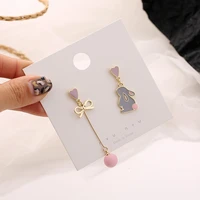 asymmetry of fashion cute cat fan earring kitten stud earrings pink rabbit cherry blossom accessories trend party jewelry gift