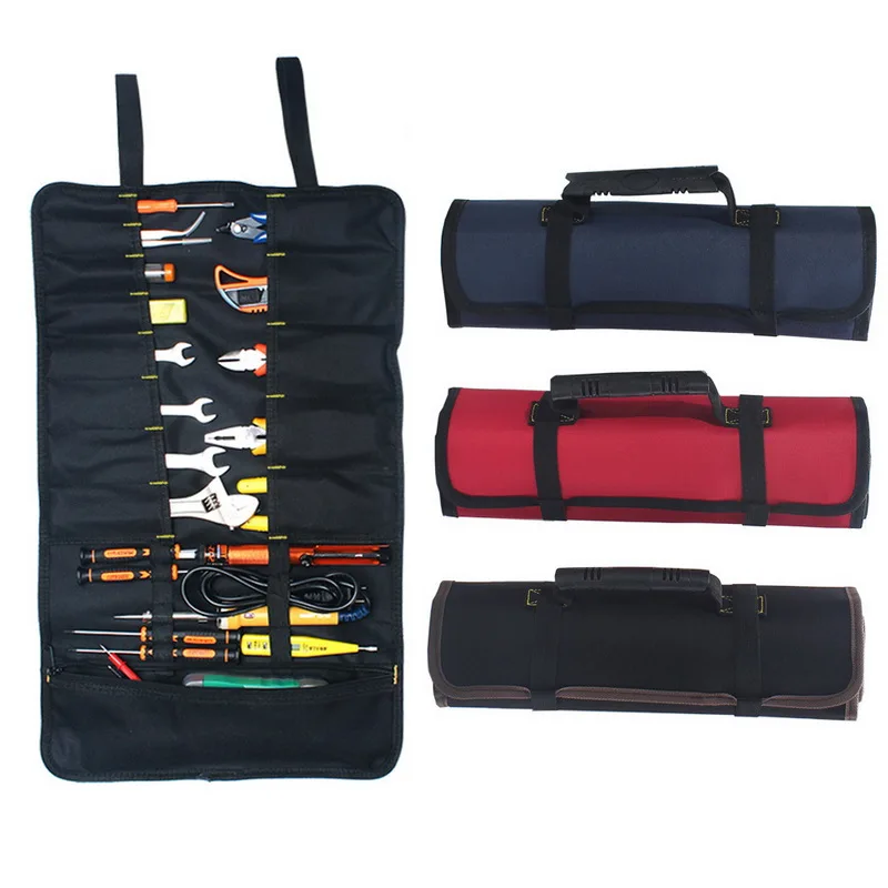 

Practical Handles Bags Oxford Chisel Case Roller Bags Tool Electrician Carrying Toolkit Canvas Instrument Multifunction