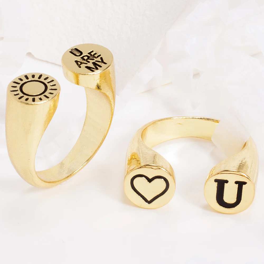 

2022 Trendy Horseshoe U-shaped Heart Gold Color Rings for Women Men Lovers Wedding Ring Vintage Punk Hip Hop Jewelry Wholesale