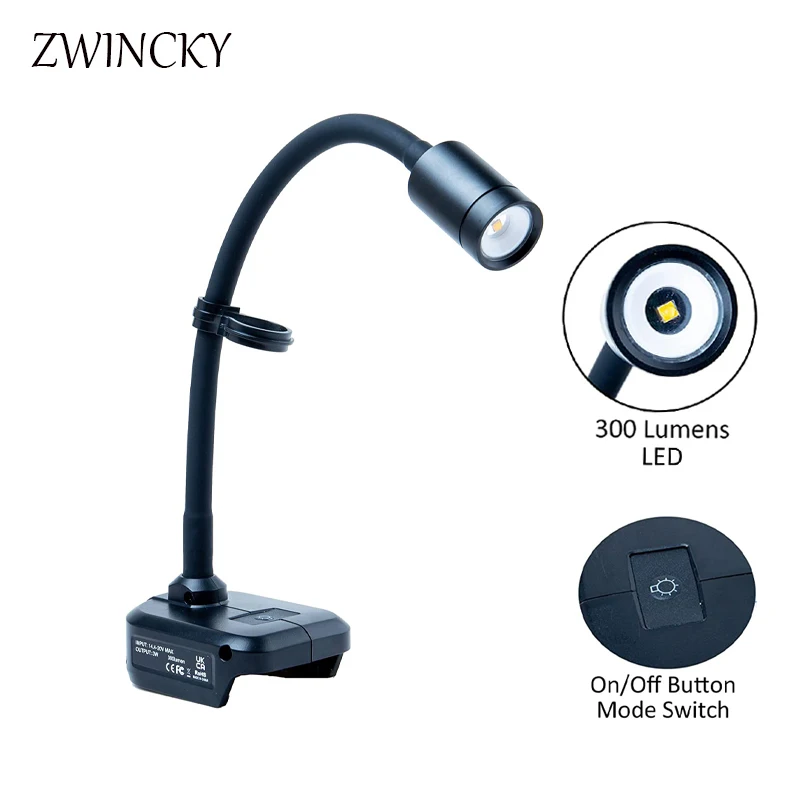 

ZWINCKY Portable Machine Work Lamp Flexible Gooseneck LED Light For Maikta 18V Li-ion Battery For Workbench Lathe table lamp