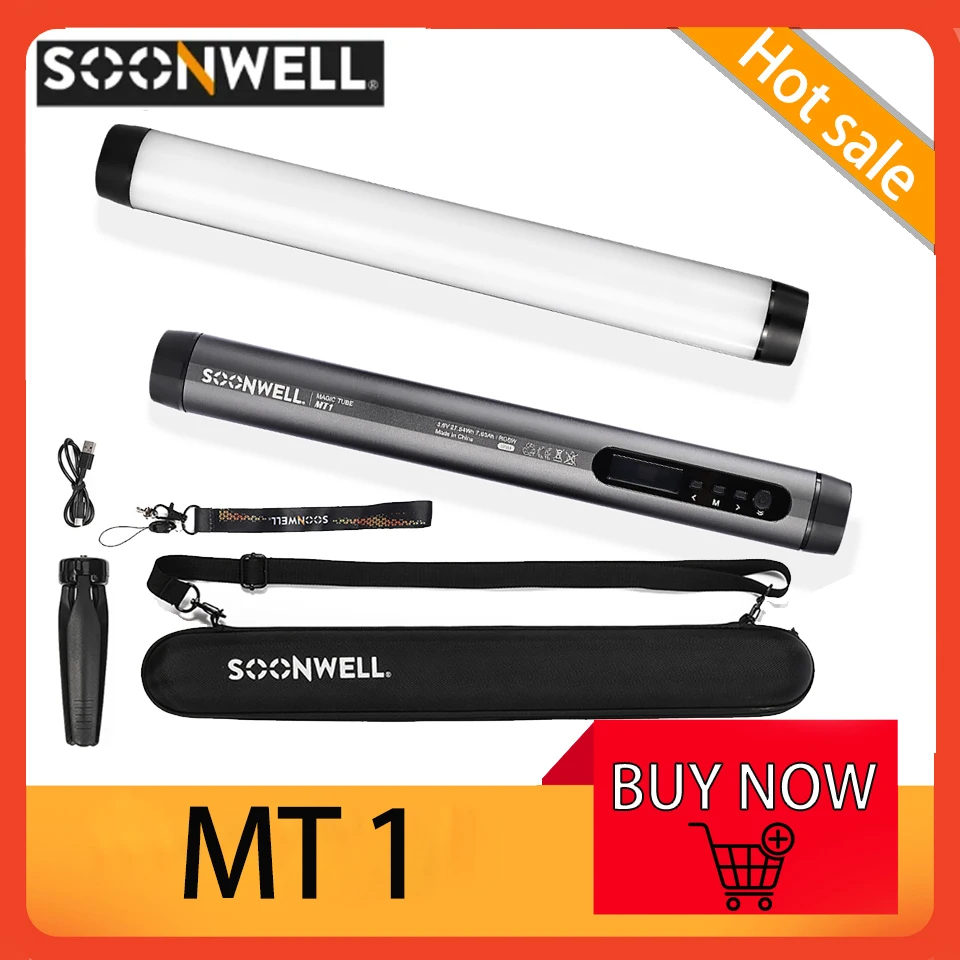 Soonwell MT1 2700-9999K RGB Waterproof Tube Light Stick App Control Video Light for Youtube