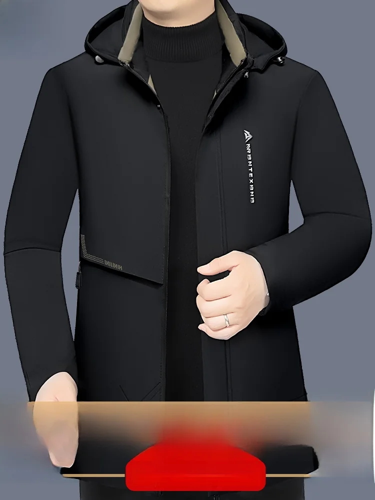 Woodpecker 2024 Winter New Cotton-Padded Coat Men's Cargo Windproof Warm Thickened Middle-Aged Daddy Clothes Top