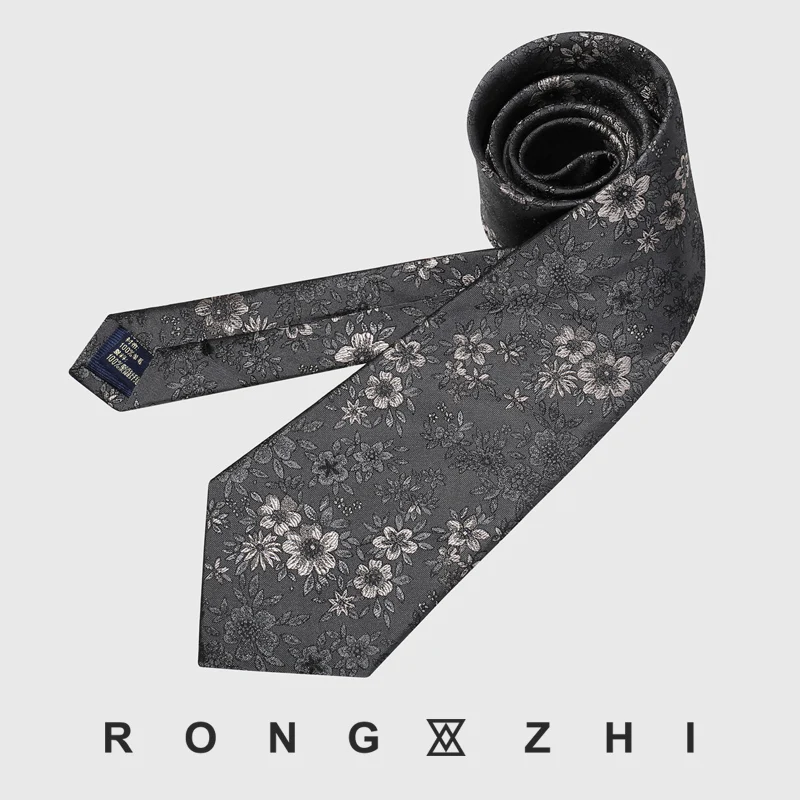 Фото Аксессуары для костюма Rongzhi, светло-серый роскошный шелковый галстук ручной работы с вышивкой, мужской элитный нишевый дизайн из шелкового шелка, жаккардовый стиль №4