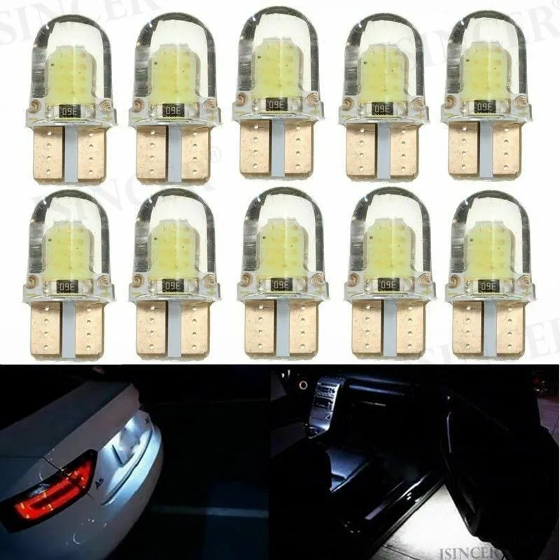 

6500 лм 194 K практичные COB лампы 10x T10 168 W5W COB 8 SMD LED CANBUS яркая кварцевая белая лампа для лицензии