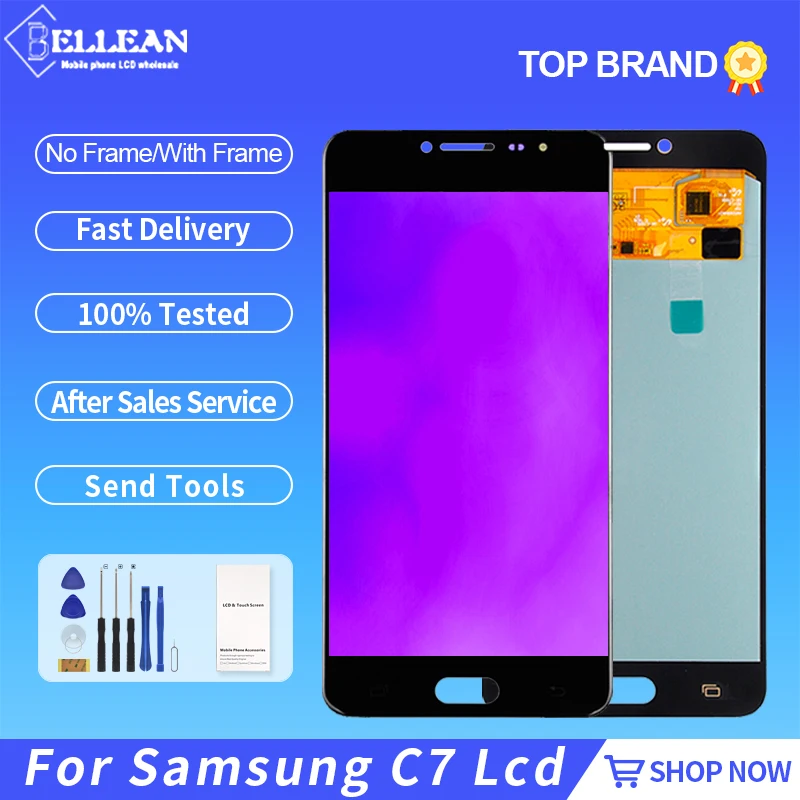 

Catteny 5,5-дюймовый C7 дисплей для Samsung Galaxy C7000 ЖК-дисплей с сенсорной панелью стеклянный экран дигитайзер C7 5,7 в сборе с инструментами